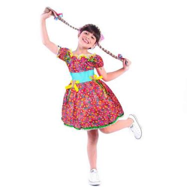 Imagem de Fantasia São João Vestido Festa Junina Menina Caipira Floral - Fantasi