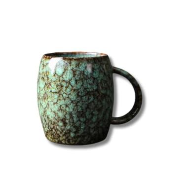 Imagem de Hippo Family Caneca de café de cerâmica de 400 ml, xícara de chá grande de cerâmica feita à mão para escritório e casa, segura para micro-ondas e lava-louças, ótima para latte, cappuccino, esmalte de