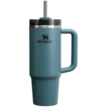 Imagem de STANLEY Copo Quencher H2.0 com alça e canudo 850 g | Tampa Flowstate de 3 posições | Suporte de copo compatível para viagens | Copo de aço inoxidável isolado | Livre de BPA | Abeto azul