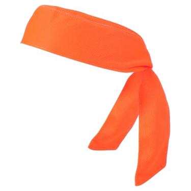 Imagem de PATIKIL Faixa de cabeça com laços de cabeça, ninja karatê ajustável, esportiva, com absorção de suor, faixa de cabeça para treino para homens e mulheres, corrida, tênis, ioga, laranja fluorescente