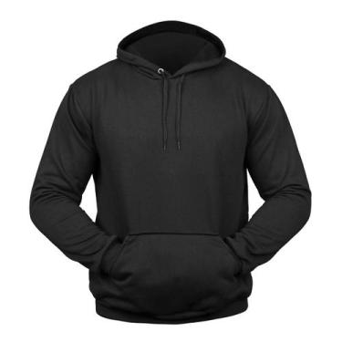 Imagem de Moletom Blusa de Frio Liso Bolso Canguru Capuz Masculino Feminino Unis
