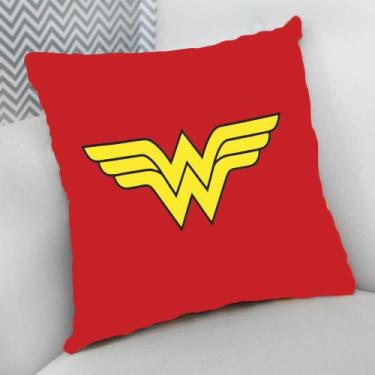 Imagem de Almofada Decorativa Cheia c/ Zíper 25x25cm, Mulher Maravilha - Deluzz