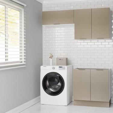 Imagem de Lavanderia Modulada 3 Peças sem Tampo com Rodapé Ipanema Cabecasa Madeiramadeira Cinza Trama