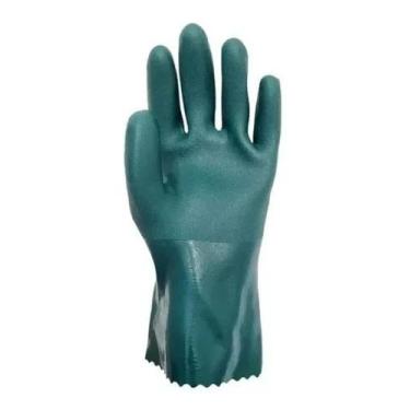 Imagem de Luva De Segurança Em Pvc Verde Com Forro 26cm Proteção Epi - Volk