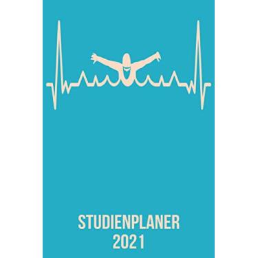 Imagem de Studienplaner 2021: DIN A5 Kalender von 01/2021 - 12/2021 1 Tag = 1 Seite mit großem Tageskalender und großartiger Übersicht. Monatsübersicht, ... Sport Schwimmer heartbeat herzschlag
