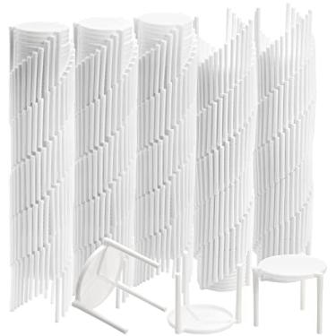 Imagem de ZEAYEA 600 peças de suporte econômico de pizza, empilhador de tripé de pizza de mesa de plástico, protetor de pizza branco descartável para recipiente de restaurante, caixas de bufê e comida para