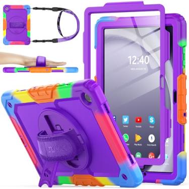 Imagem de SEYMAC stock Capa para Samsung Galaxy Tab A9+ Plus 28 cm, capa de proteção contra quedas de corpo inteiro com protetor de tela, suporte para lápis [alça de mão giratória de 360°] e suporte, roxo +