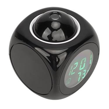 Imagem de Display LED Projeção Despertador Mini Temporização de Voz Relógio Digital Projetor Preto para Quarto de Casa
