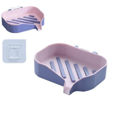 Imagem de Saboneteira de Plástico Com Drenagem Camada Dupla Banheiro (Roxo-Rosa)