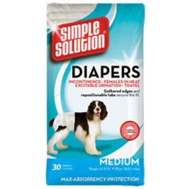 Imagem de Simple Solution Fraldas descartáveis para cães fêmeas | Ajuste super absorvente à prova de vazamento | Médio | 30 unidades