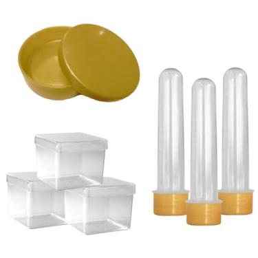 Imagem de Lembrancinha Kit Com 20 Tubetes 13cm, 20 Latinhas e 20 Caixinhas 5x5. Festa Kit Aniversario (Dourado)