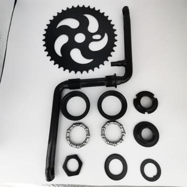 Imagem de ZZRSDAN Kit de manivela de peça única preta 40T roda dentada de 5 cm de largura, para motor de 2 tempos, bicicleta motorizada a gás 48cc/66cc/80cc