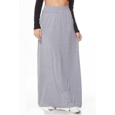 Imagem de Saia Longa de Viscolycra com Bolsos Cinza - Zipituka, Cinza, GG