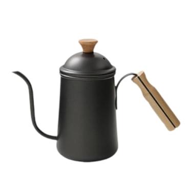 Imagem de WeiLaiKeQi Chaleira de café com bico longo, aço inoxidável, bule de gotejamento leve e prático, bule de chá com pescoço de ganso para camping, cozinha e café, Preto