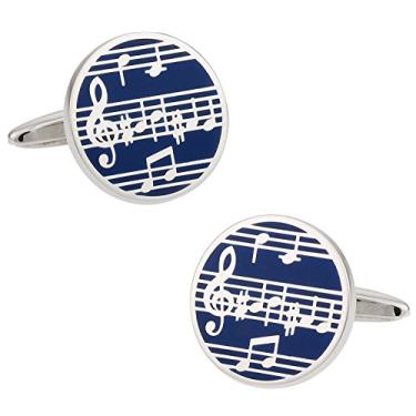 Imagem de Abotoaduras musicais Cuff-Daddy Music Note em esmalte com caixa de apresentação