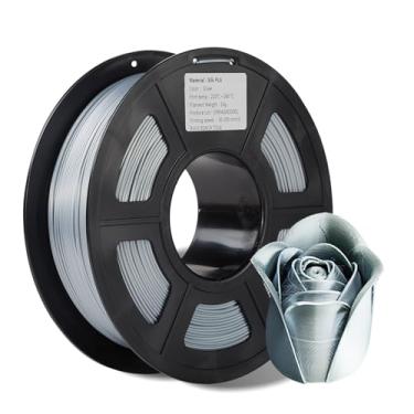 Imagem de Antinsky Filamento PLA de seda 1,75 mm prata filamento de impressora 3D precisão dimensional +/- 0,02 mm, superfície sedosa lisa 1kg carretel (1.0 kg) filamento de impressão 3D serve para a maioria