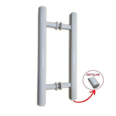 Imagem de Puxador H duplo 30x20cm tubular redondo de enroscar - Branco - Demarco