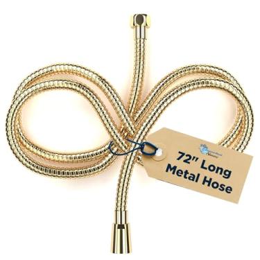Imagem de HammerHead Showers Acessório de mangueira de chuveiro de metal sólido para chuveiro, mangueira de substituição universal extralonga de 182 cm para chuveiro de mão, latão polido