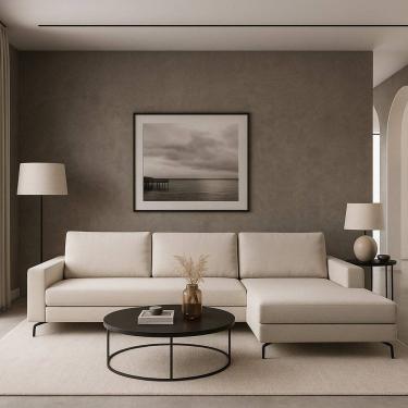 Imagem de Sofá 3 Lugares com Chaise Direito Loft Areia