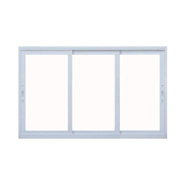 Imagem de Janela Correr 3 Folhas Vidro 150cm x 100cm Vidro de Segurança 6cm Fábrica do Alumínio Branco