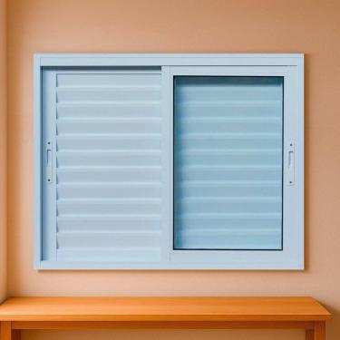 Imagem de Janela Veneziana 3 Folhas Vidro Segurança 6cm 150x120cm Fábrica do Alumínio Branco