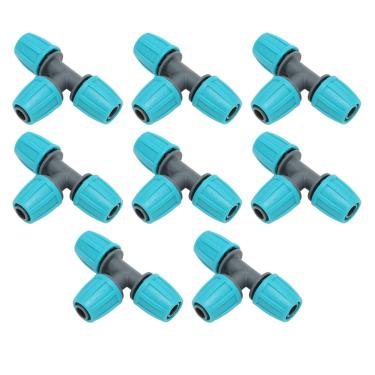 Imagem de Ymiko Tee de Mangueira, 20pcs 16mm Conector de Tubo de Tubo PE Tubulação de Irrigação por Gotejamento de Gotejamento de Gotejamento Com a Tampa de Parafuso para Conexões Confiáveis
