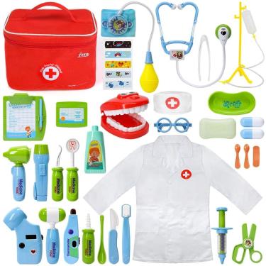 Imagem de Kit médico de brinquedo LOYO para crianças com 35 peças - azul-verde