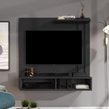 Imagem de Painel Para Sala TV 32 Polegadas com Nicho e Prateleira Sun - Preto - RPM Móveis