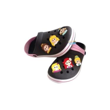 Imagem de Sandália Fechada Princesa Mistos Juvenil Tamanho 33 ao 40 Adulto (Preto/Rosa bb, BR, Adulto, Faixa Numérico, 35, 36)