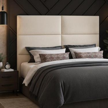 Imagem de Cabeceira para Cama Box Queen 160cm Clypea Bouclé Off White - Sallar H