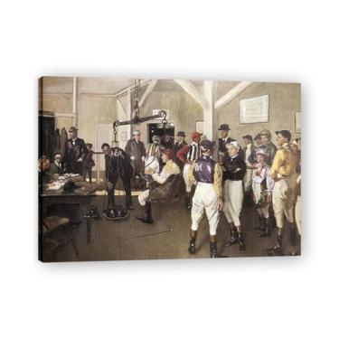 Imagem de The Weighing Room, Hurst Park John Lavery Iconic Realist Portrait & War Scene Canvas Art – Decoração de parede irlandesa atemporal para casa emoldurada 30 x 42 cm