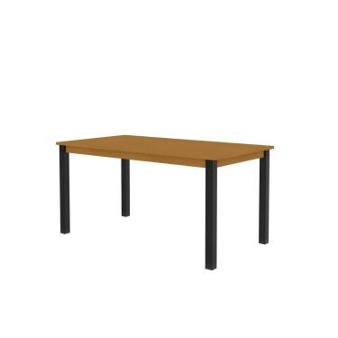 Imagem de Mesa Retangular 160x78cm Tampo em Mdf Monaco Preto / Marrom
