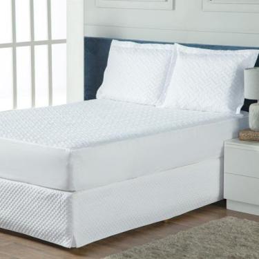 Imagem de Capa Protetor de Colchão Impermeável Cama Solteiro com Elástico Branco
