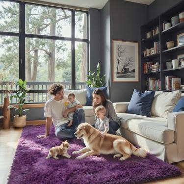 Imagem de Tapete de 7 x 12 cm, tapete de cabeceira para dormitório, tapetes pequenos para quarto, tapetes antiderrapantes para sala de estar, decoração de casa (roxo uva, 3 x 5)