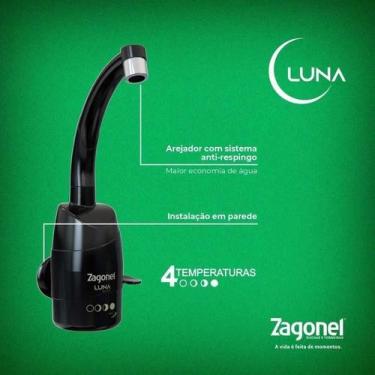 Imagem de Torneira Eletrica Parede Luna 4t Black 5500w X 127v Zagonel - ELETRO Z