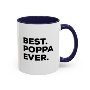 Imagem de Caneca de café Poppa Accent – Caneca engraçada de cerâmica para pai, presente de 325 ml para pais, avôs ou papai - Ideia de presente de aniversário e Natal (azul-marinho, 325 ml)