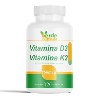 Imagem de Vitamina D3 2.000 UI com Vitamina K2 MK7 100 mcg 120 Cápsulas - Colecalciferol e Menaquinona 7 - Suplemento Alimentar em Cápsulas - Verde Cápsula