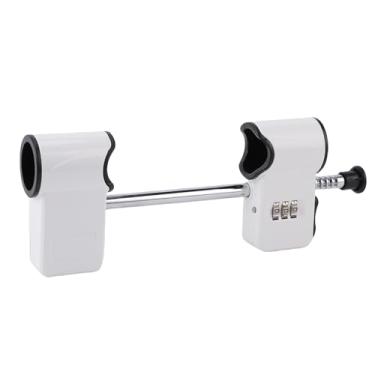 Imagem de Asixxsix Bloqueio de código de porta dupla, Bloqueio de segurança de porta francesa de aço-liga com senha de 3 dígitos com haste antifurto retrátil para portas de maçaneta dupla