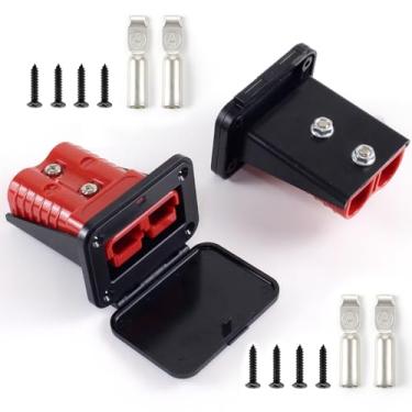 Imagem de MELSTOM 2 peças 175A Anderson Plug, conectores de fio de conexão rápida com suporte e tampa, 4-1/0 AWG 12 V a 36 V bateria conector de cabo de conexão rápida para carro, bicicleta, quadriciclo