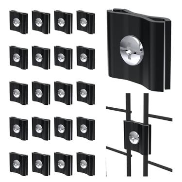 Imagem de NACETURE Pacote com 20 acessórios de clipes de parede pretos – Conectores de painel de parede de grade para painéis de grade de arame de 3 a 6 mm, clipes de grade de parede resistentes, tela de fácil