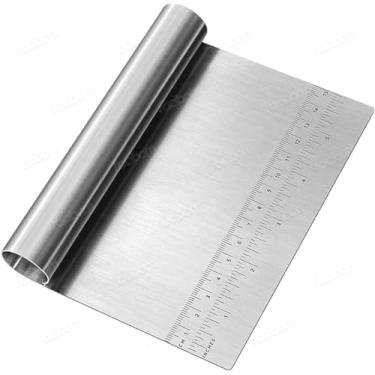 Imagem de Espatula Cozinha em Aço Inox Luxo para Separar, Cortar, Juntar Alimentos, Organizar, Dividir Massas. Com Régua Medidora de 15 cm. Resistente a Temperaturas, Durável. PRÓODOS
