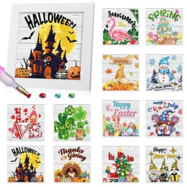 Imagem de Kit Art Craft Trandraft 13 peças de tinta de diamante sazonal 15x15cm