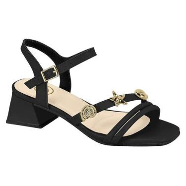 Imagem de Sandália Infantil Molekinha Com Salto Médio E Detalhes Metálicos Preto