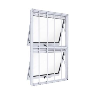Imagem de Janela de Alumínio Máximo Ar Duplo Vertical com Grade 100x60cm Lucasa Ideale Branco