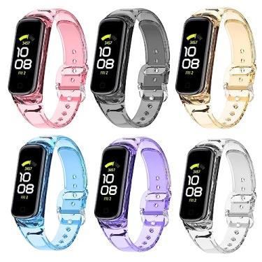 Imagem de Pacote com 6 pulseiras de relógio que mudam de cor compatíveis com Samsung Galaxy Fit2 SM-R220 Soft TPU Sport Smart Watch pulseira de substituição muda de cor sob luz solar