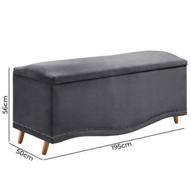 Imagem de Conjunto Cabeceira E Calçadeira Holanda 1,95 Cm Veludo 2.0 Speciale Home Cinza Chumbo