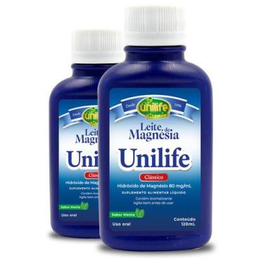 Imagem de Kit 2 Leite de Magnésia Hidróxido de Magnésio 8% Unilife Sabor Menta 1