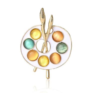 Imagem de Paleta de artista vintage Brooch Pin com cores de tinta esmaltada