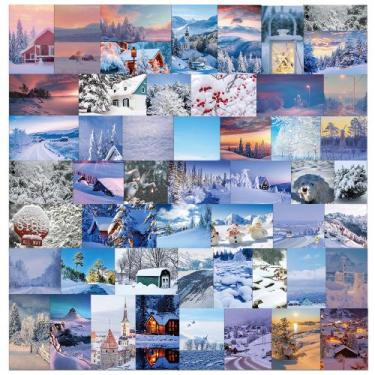 Imagem de Adesivos, paisagem de neve de inverno, 50 peças, cenário estético, vin