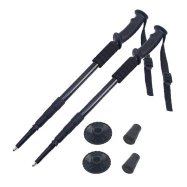 Imagem de Bastões profissionais de trekking, bastões de caminhada de alumínio preto ajustáveis com sistema antichoque, aderência ergonômica e alças de pulso, pacote com 2 de 50 a 109 cm